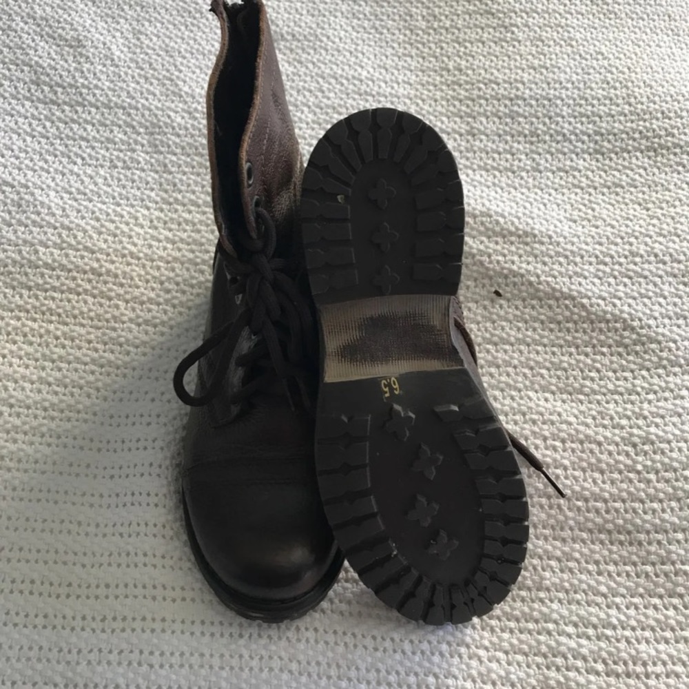 Urban Outfitters Brown Faux Leather Combat Boots - Picture 3 of 5